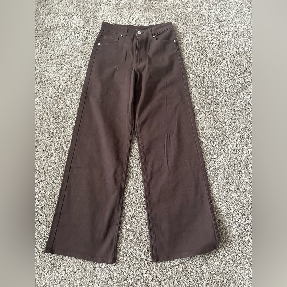 brown h&m wide leg jeans